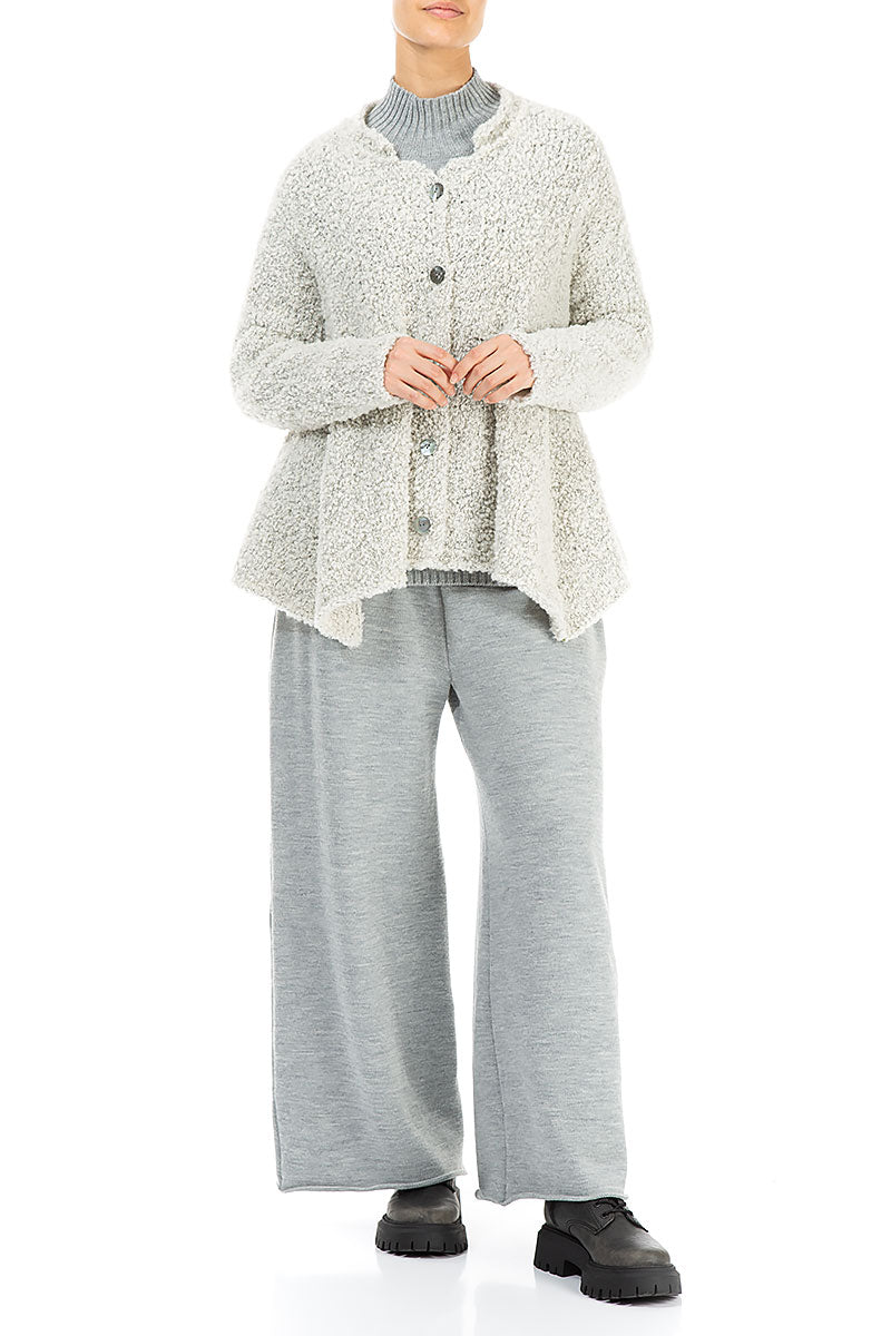 Asymmetric Buttoned Mélange Pearl Alpaca Wool Cardigan 5