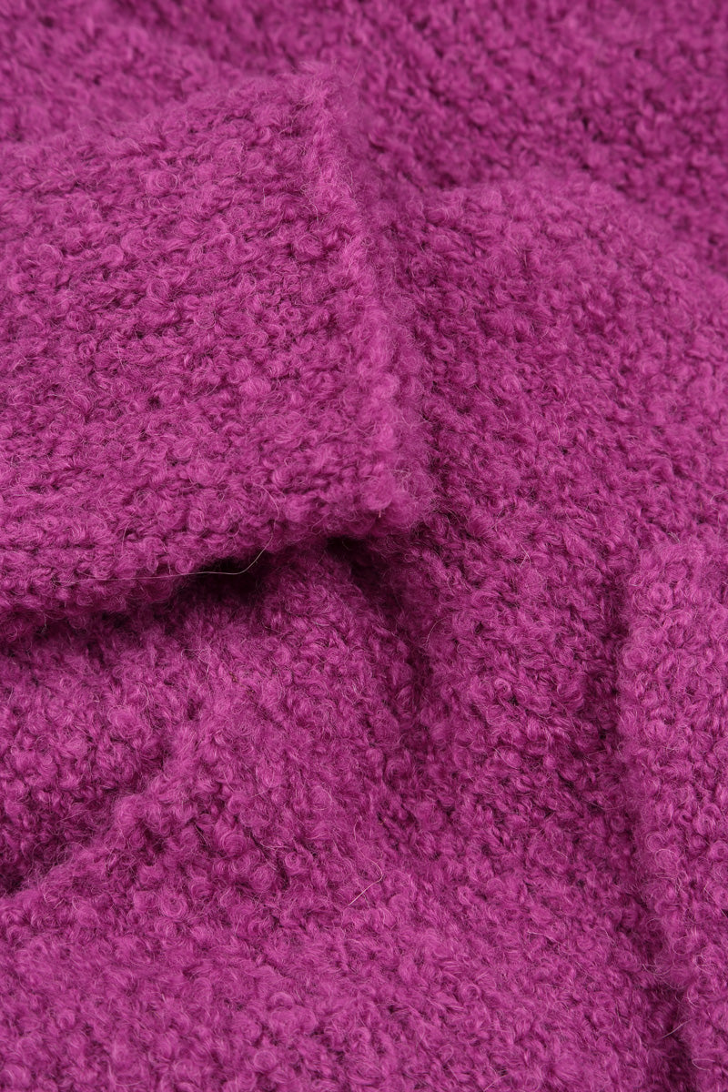 Asymmetric Buttoned Royal Fuchsia Alpaca Wool Cardigan 6