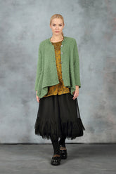 Asymmetric Buttoned Sage Green Alpaca Wool Cardigan 7