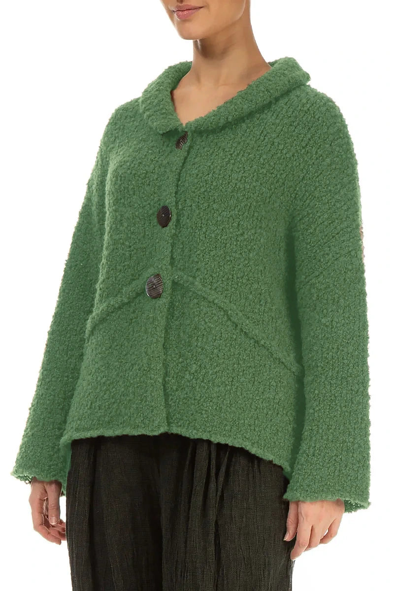 Buttoned Sage Green Alpaca Wool Cardigan