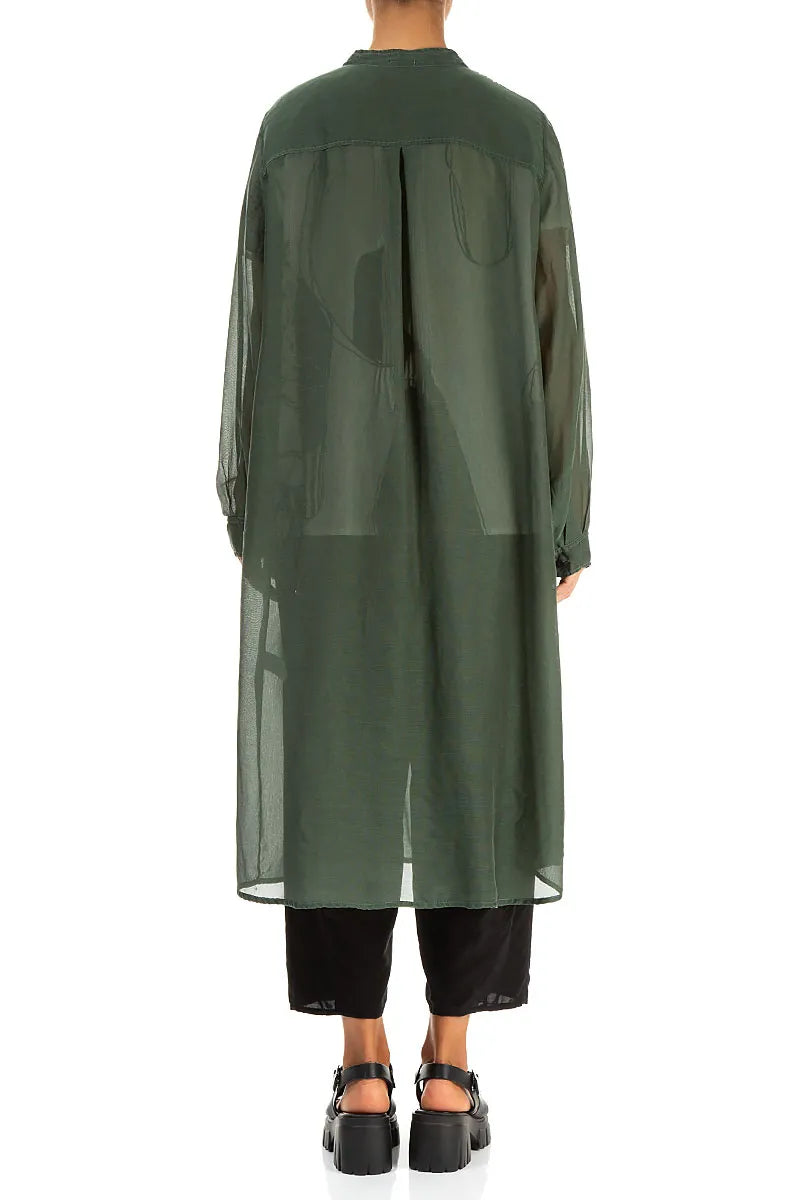 Buttoned Sage Silk Cotton Jacket