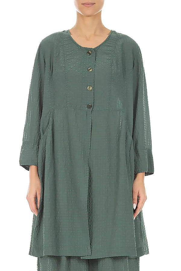 Buttoned Sage Textured Silk Jacket 1
