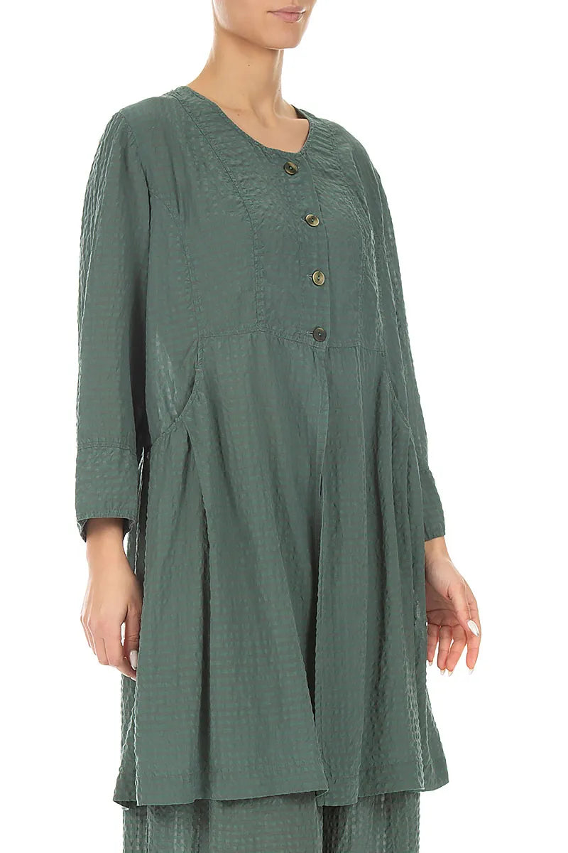 Veste en soie texturée sauge boutonnée