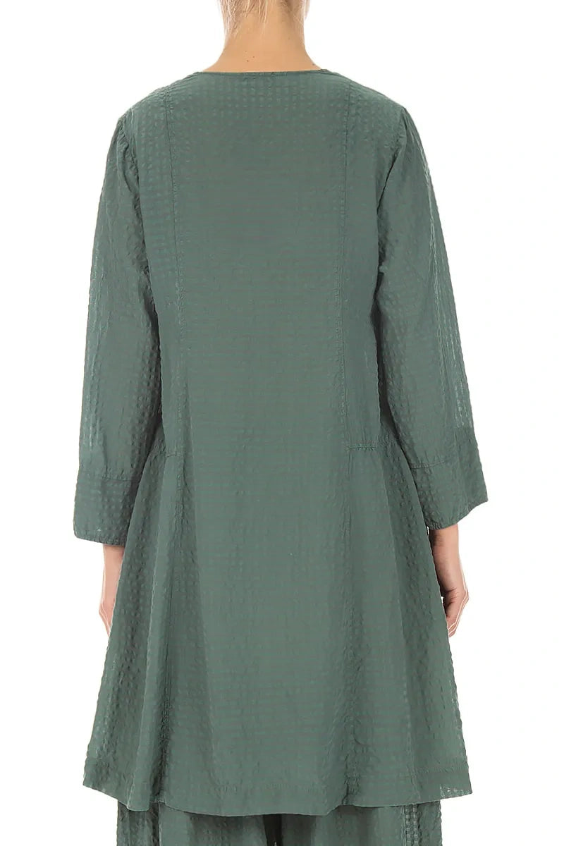 Veste en soie texturée sauge boutonnée