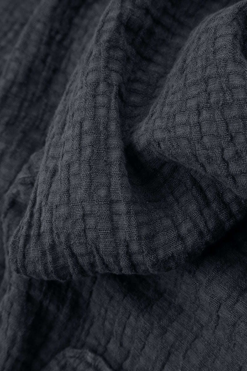 Buttoned Slate Textured Linen Jacket
