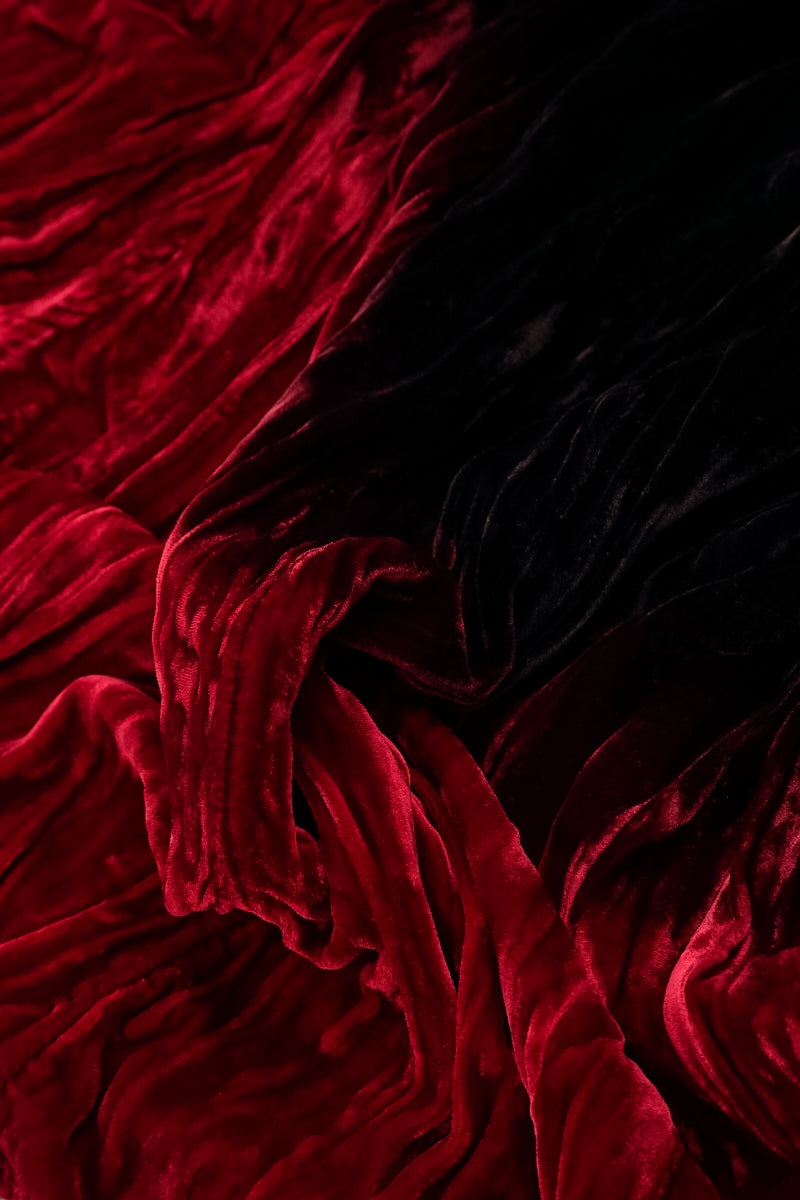 Cherry Red Silk Velvet Ombré Shift Dress