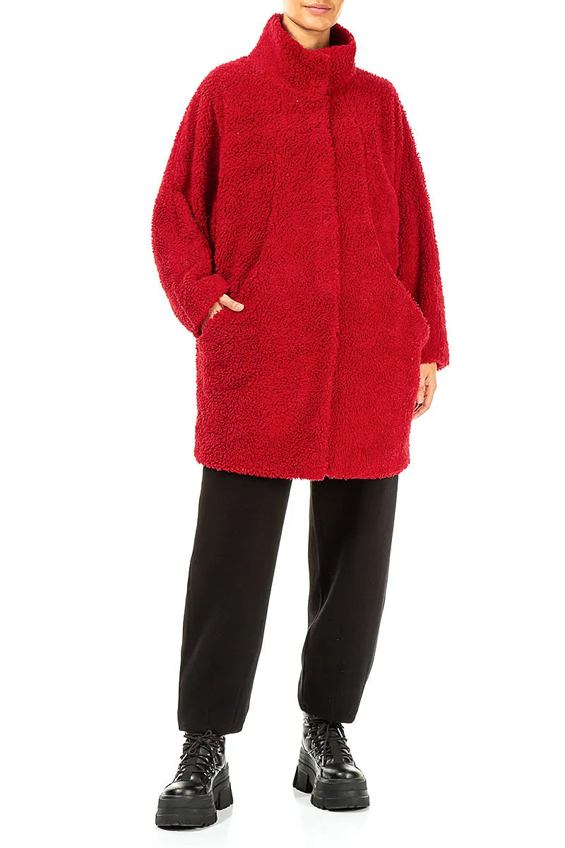 Cherry Red Teddy Cotton Coat 4