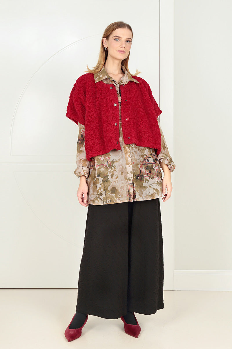 Gilet en coton Teddy rouge cerise