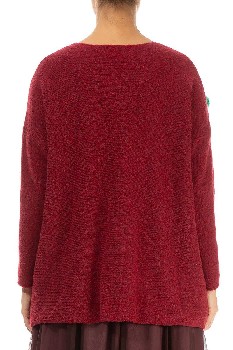 Christmas Pom-Pom Red Wool Sweater 2