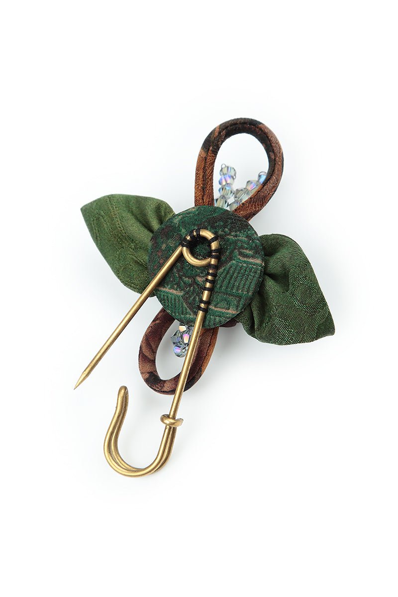 Cinnamon Rose Silk Brooch 6
