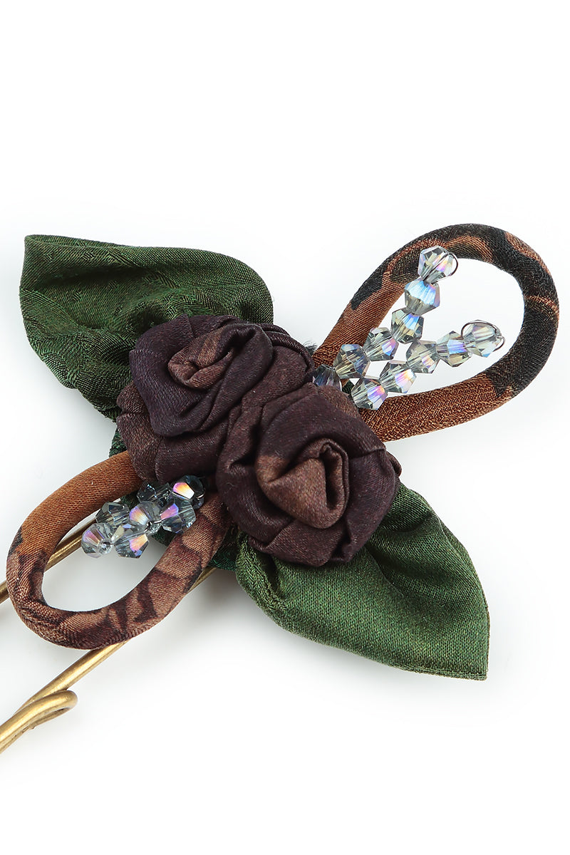 Cinnamon Rose Silk Brooch 4