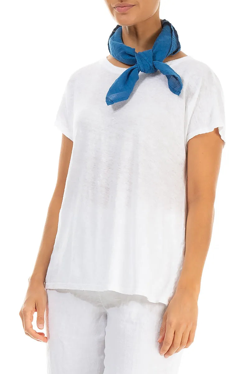 Kobaltblauer Leinen-Gaze-Schal