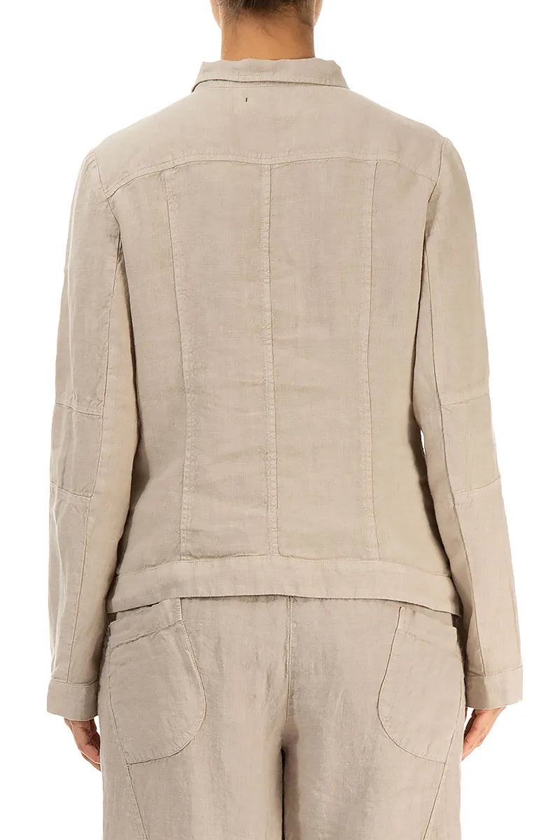 Collar Beige Linen Jacket 2