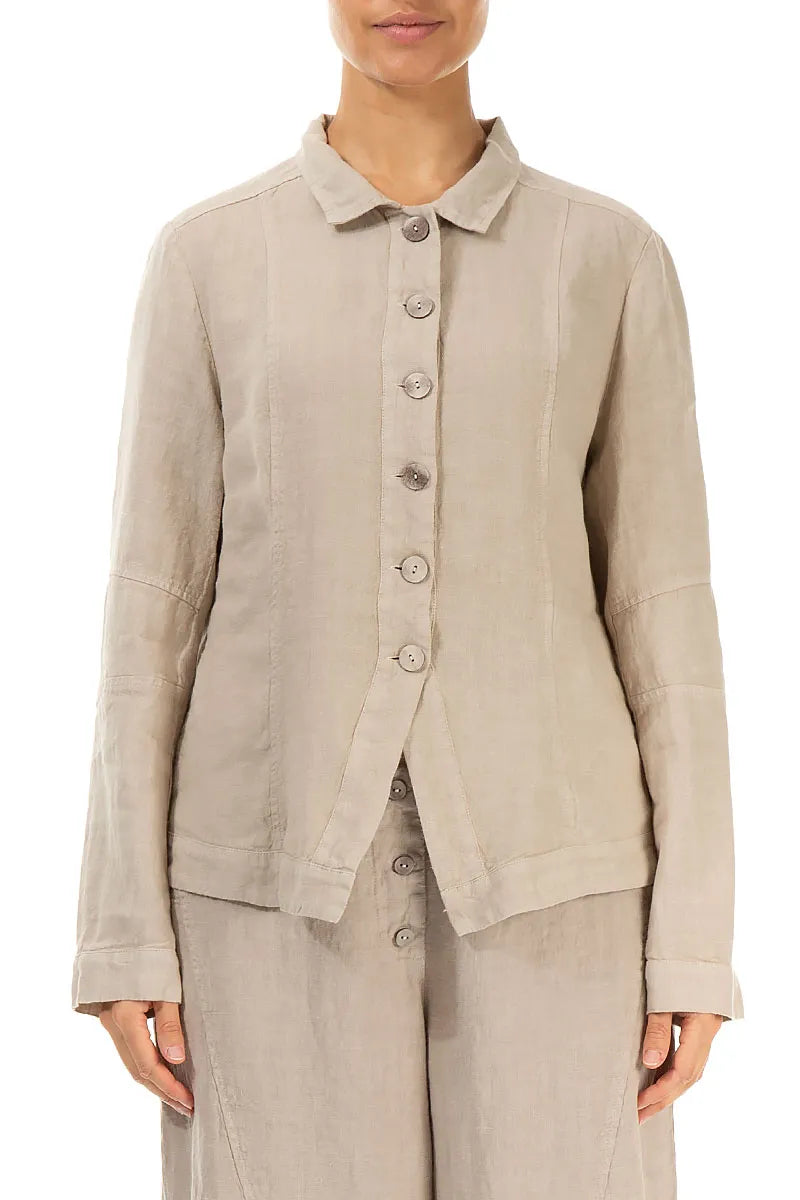Collar Beige Linen Jacket 1