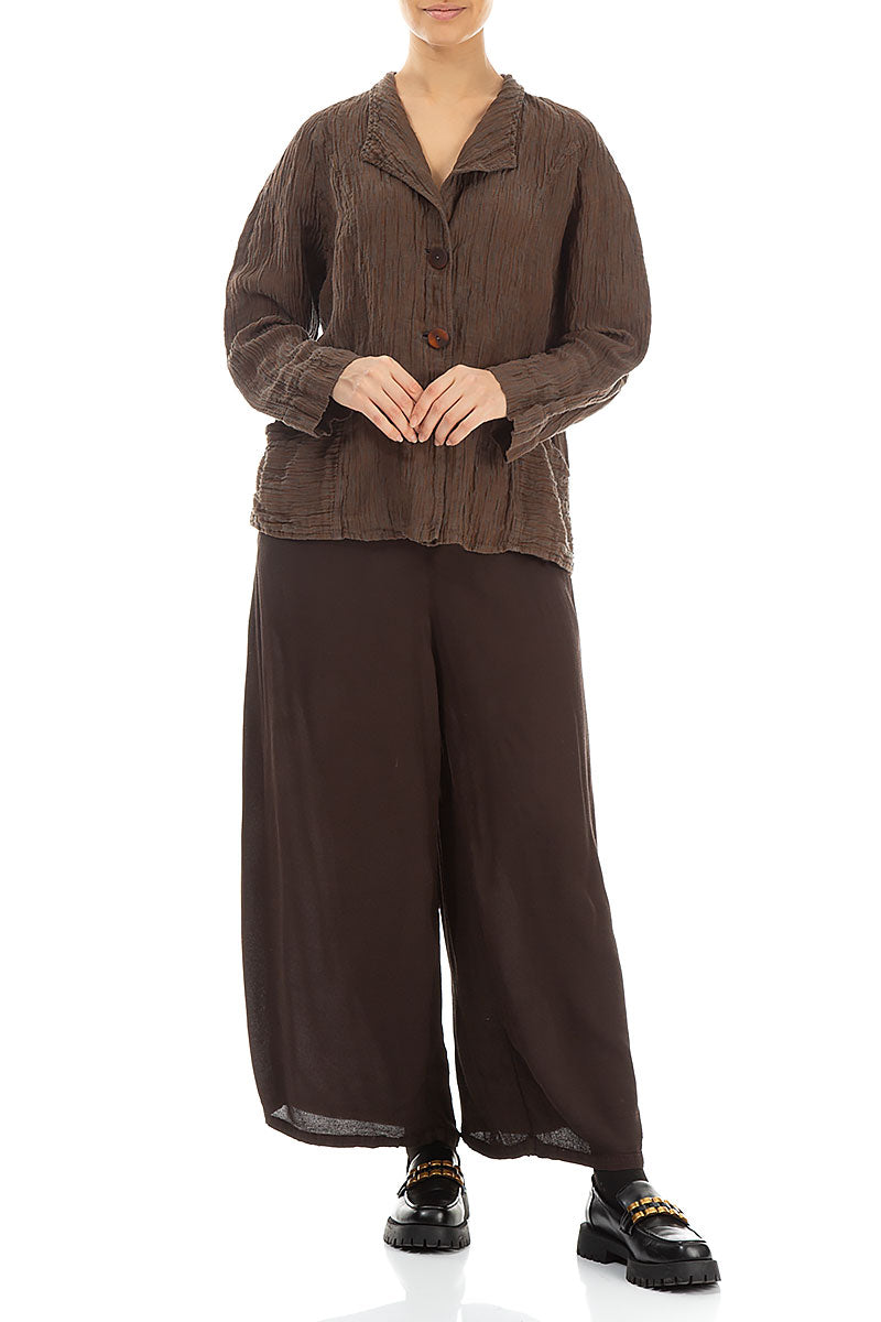 Collar Crinkled Aged Copper Silk Jacket 4