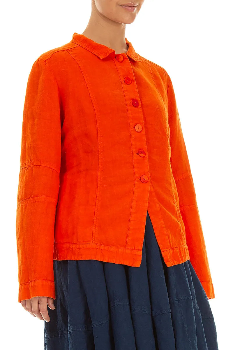 Veste en lin col orange flammé