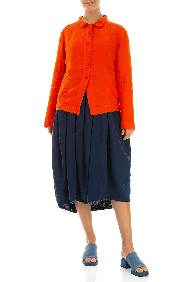 Veste en lin col orange flammé