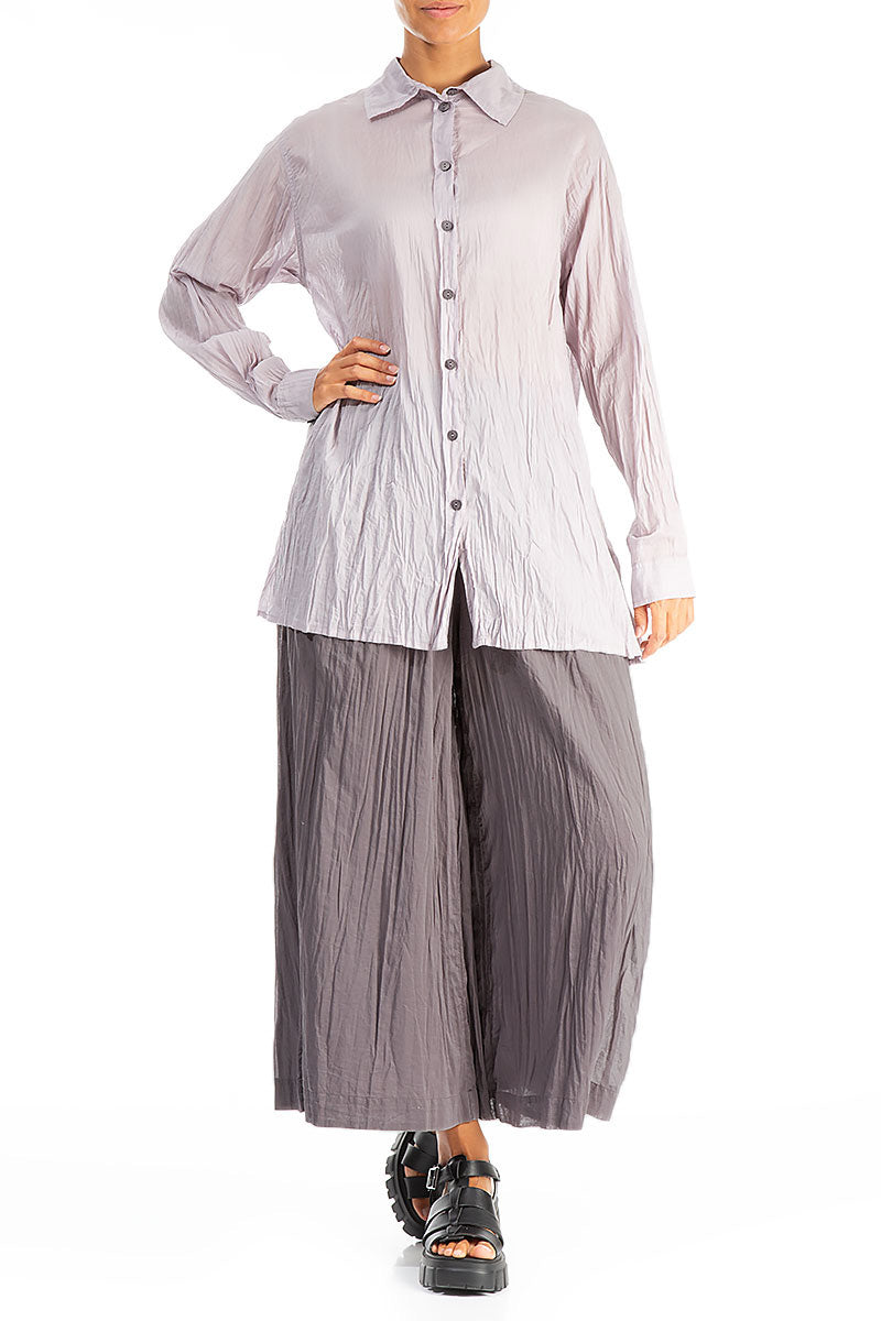 Collar Greige Crumpled Cotton Shirt 4