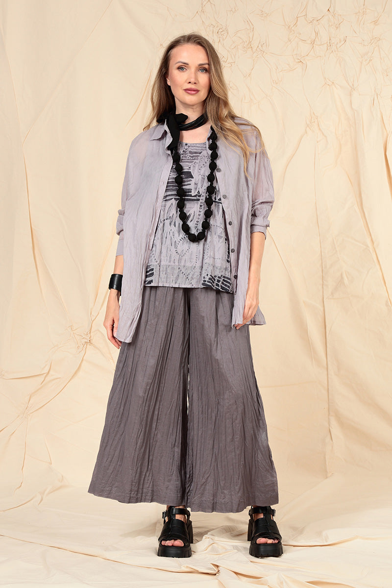 Collar Greige Crumpled Cotton Shirt 6