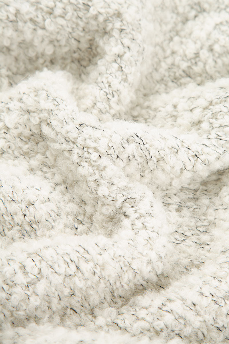 Collar Mélange Ivory Alpaca Wool Cardigan 5