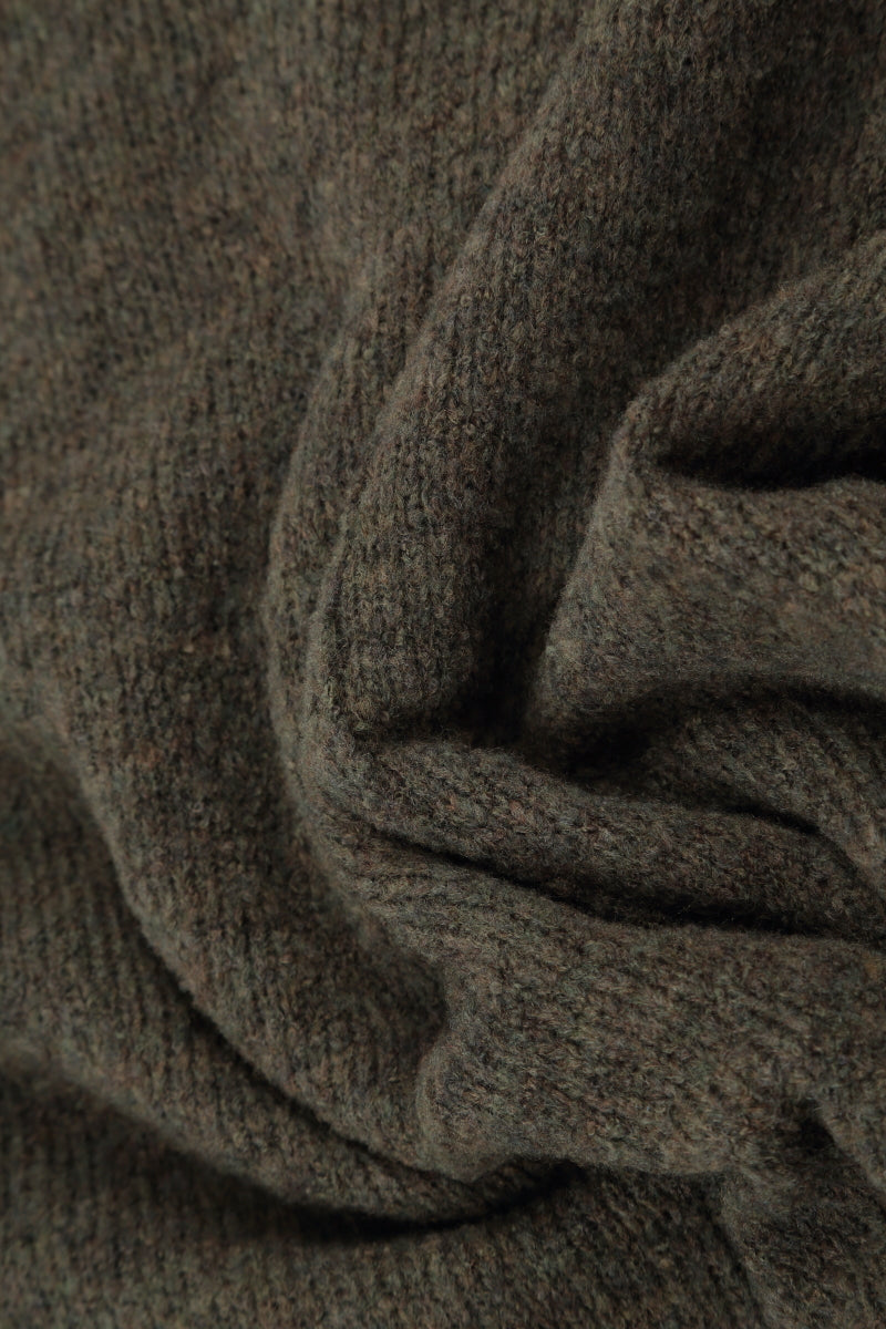 Collar Khaki Wool Cardigan 5