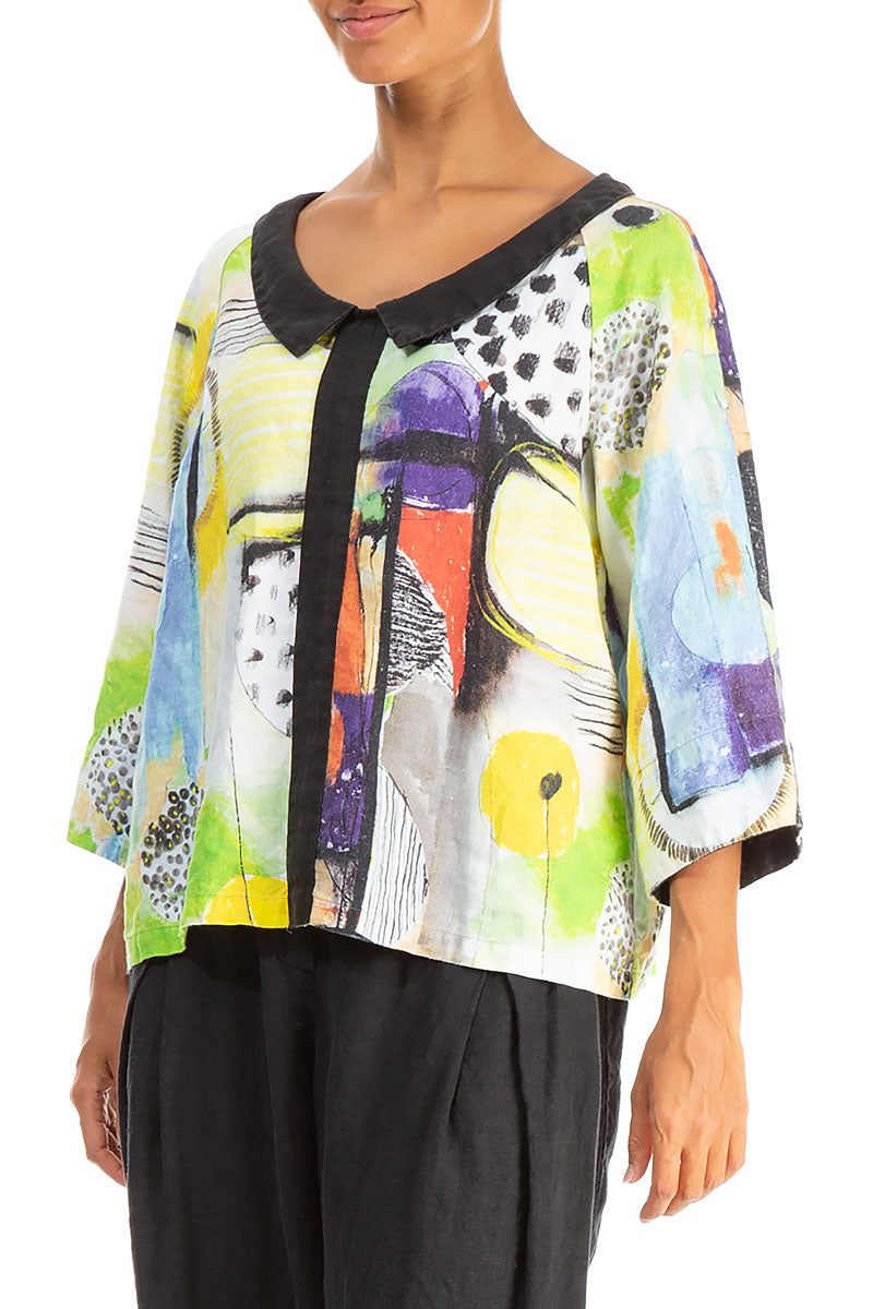 Collar Neck Artmaze Linen Blouse 3