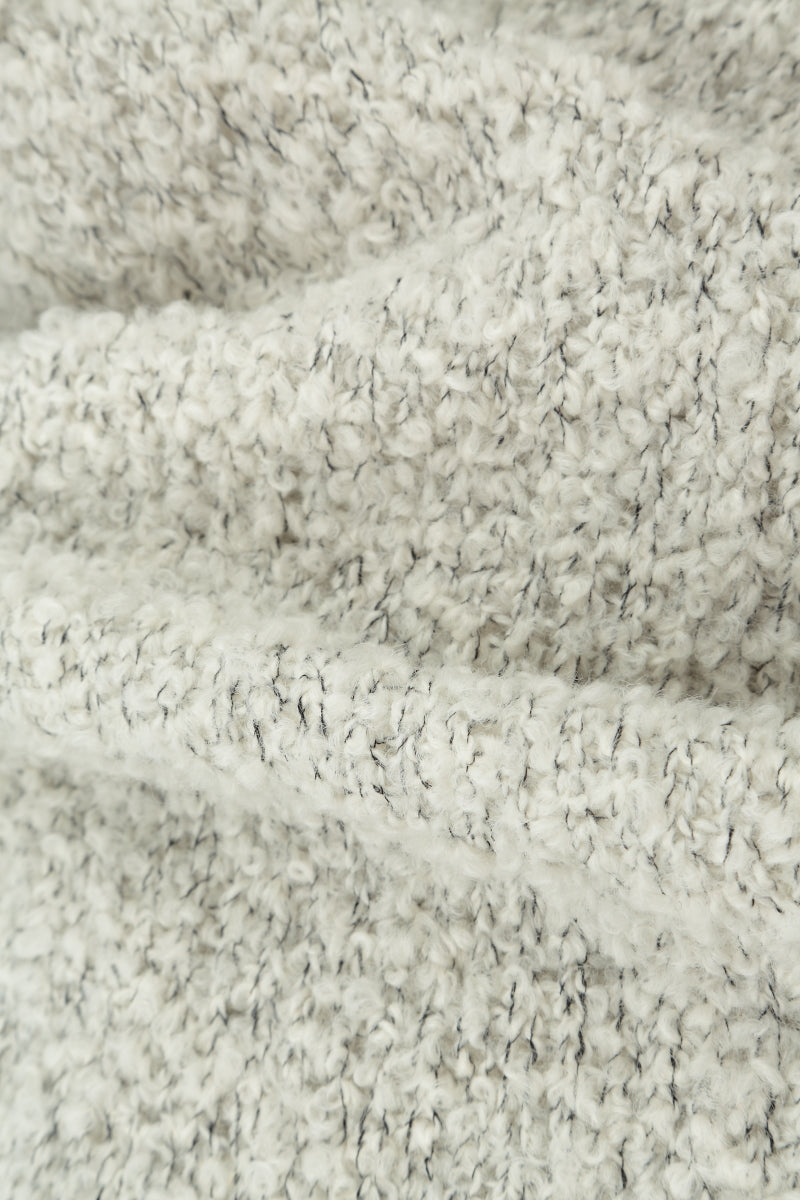 Collar Neck Mélange Ivory Alpaca Wool Cardigan 7