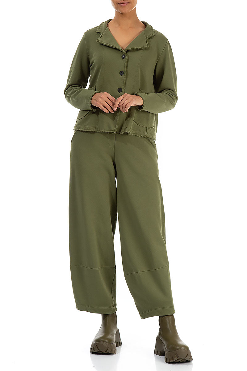 Collar Olive French Terry Cotton Jacket 4