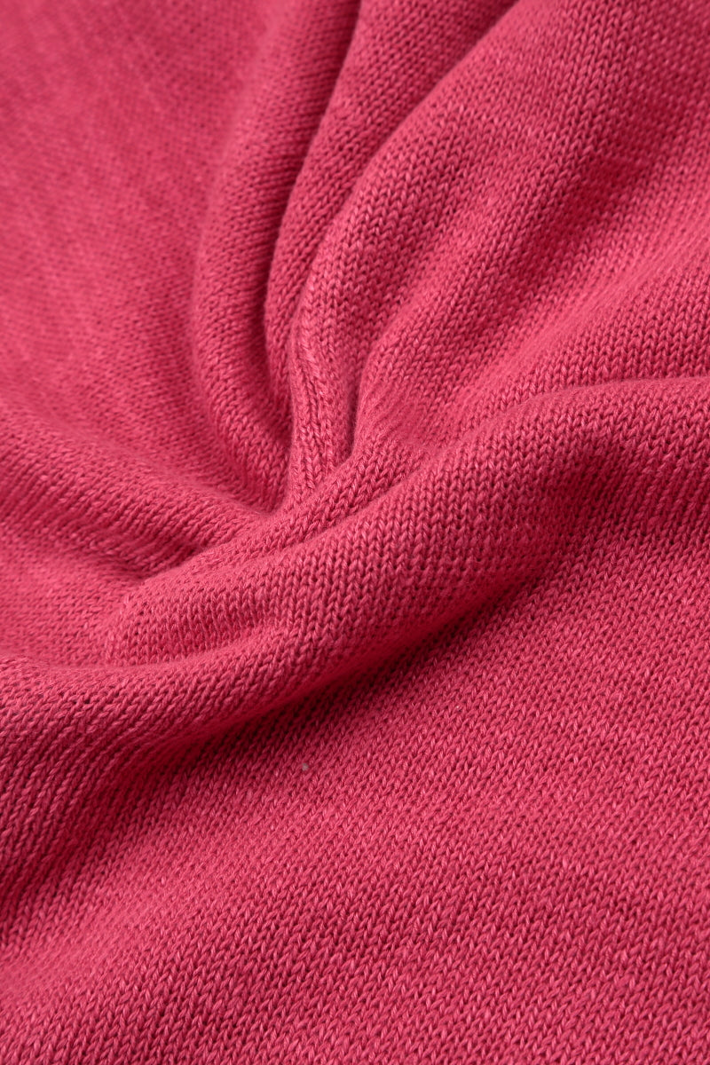 Collar Rounded Raspberry Linen Cardigan 5