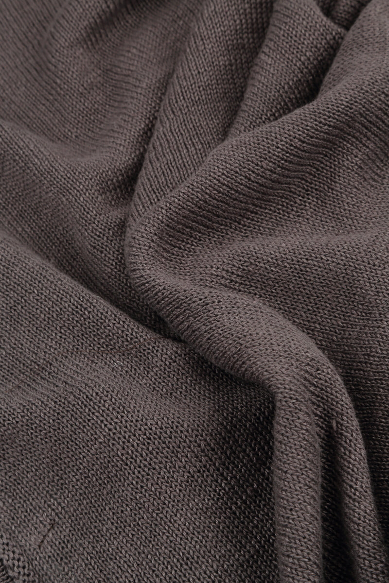 Collar Rounded Brown Linen Cardigan 5