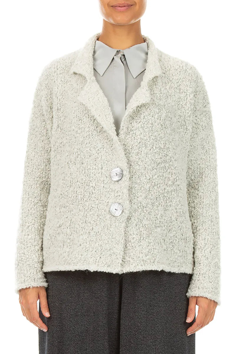 Gilet en Laine d’alpaga chinée perle à col