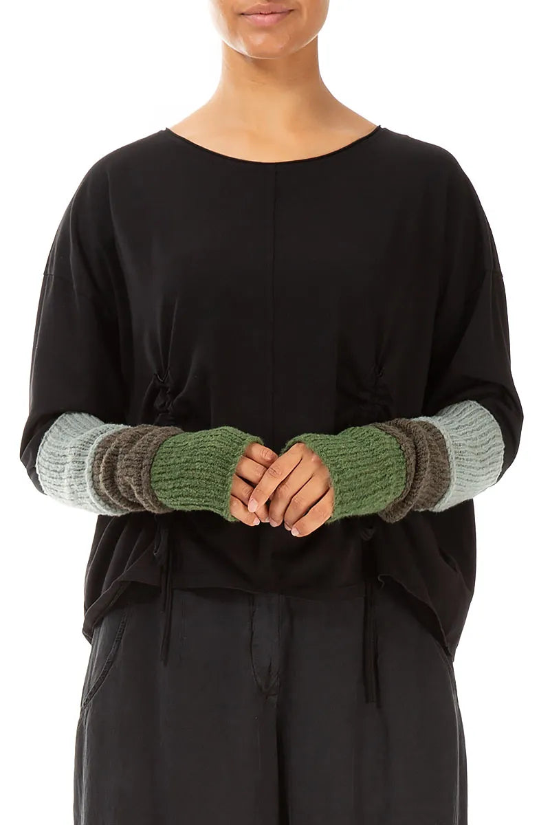 Colour Block Khaki & Sage Wool Wristlets 3