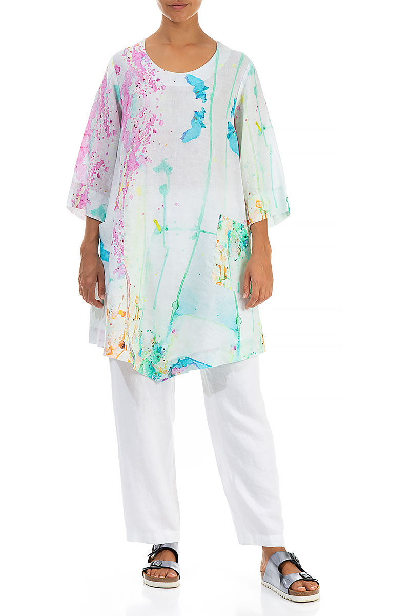 Artful Splash Linen Tunic 4