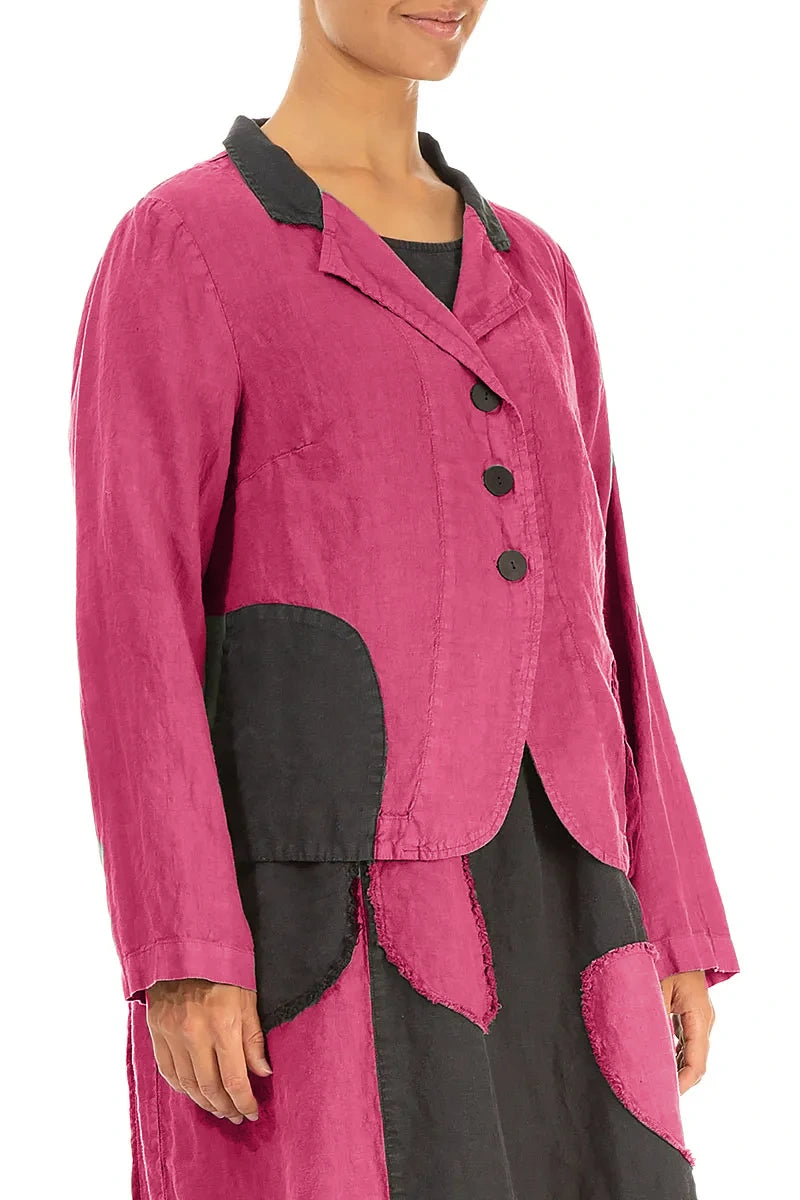 Contrast Detail Fuchsia Linen Jacket 3