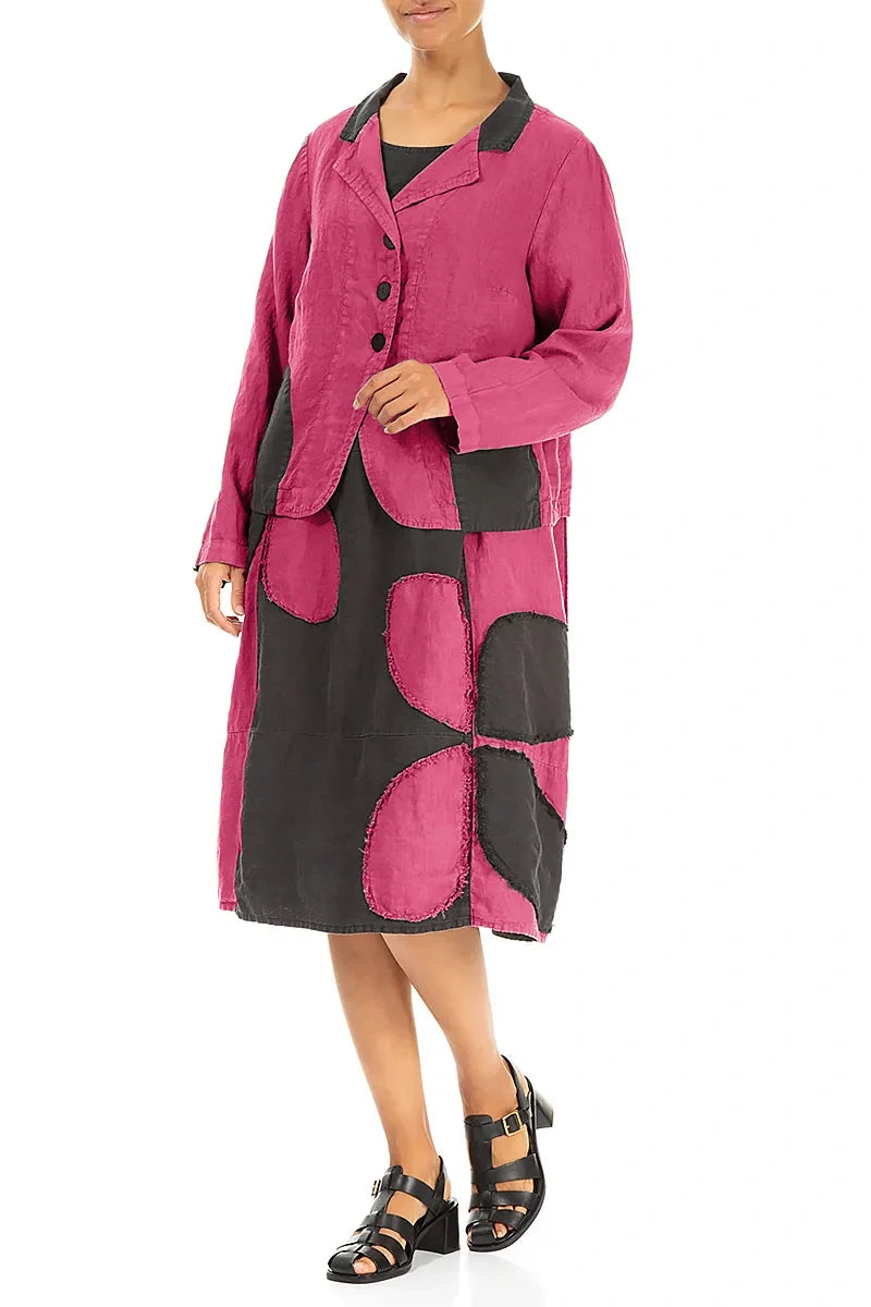 Contrast Detail Fuchsia Linen Jacket 4