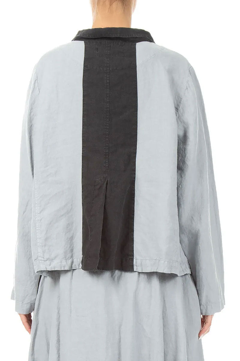 Contrast Detail Silver Grey Linen Jacket 2