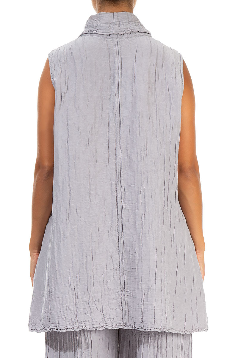 Cowl Neck Crinkled Lilac Grey Silk Tunic 2