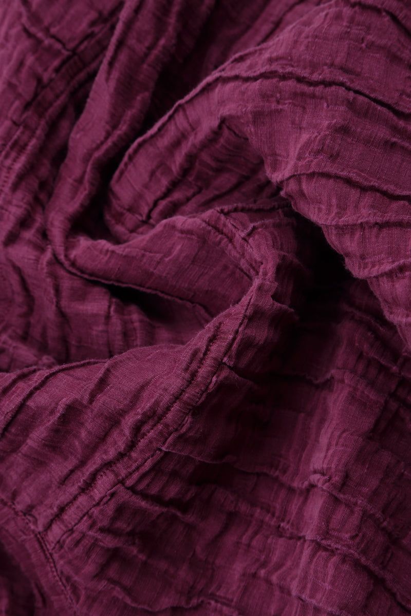 Detachable Collar Crinkled Magenta Silk Linen Tunic 5