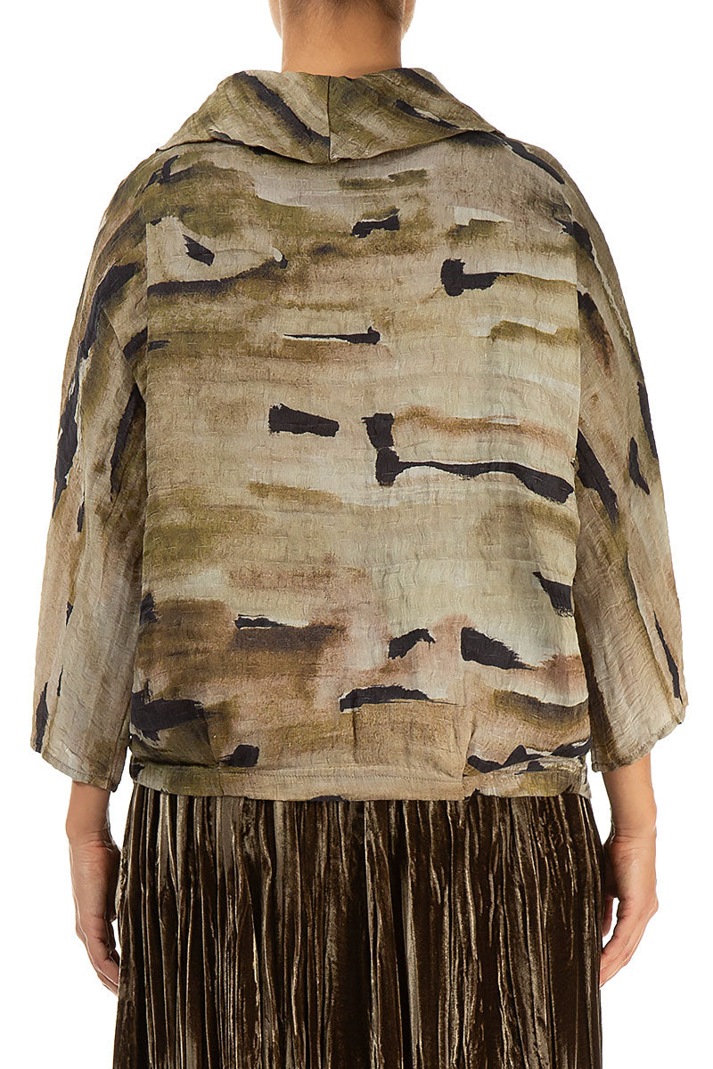 Cowl Neck Crinkled Terra Silk Blouse