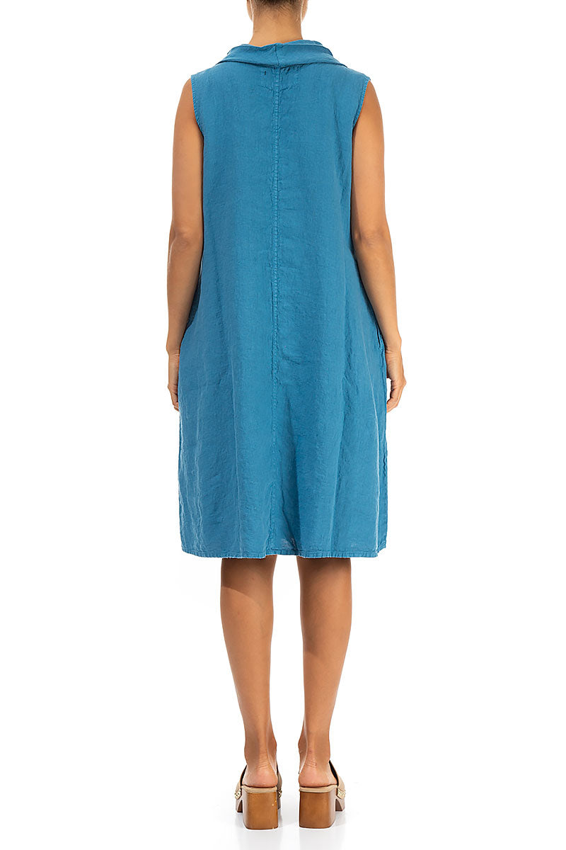 Cowl Neck Denim Linen Midi Dress 2