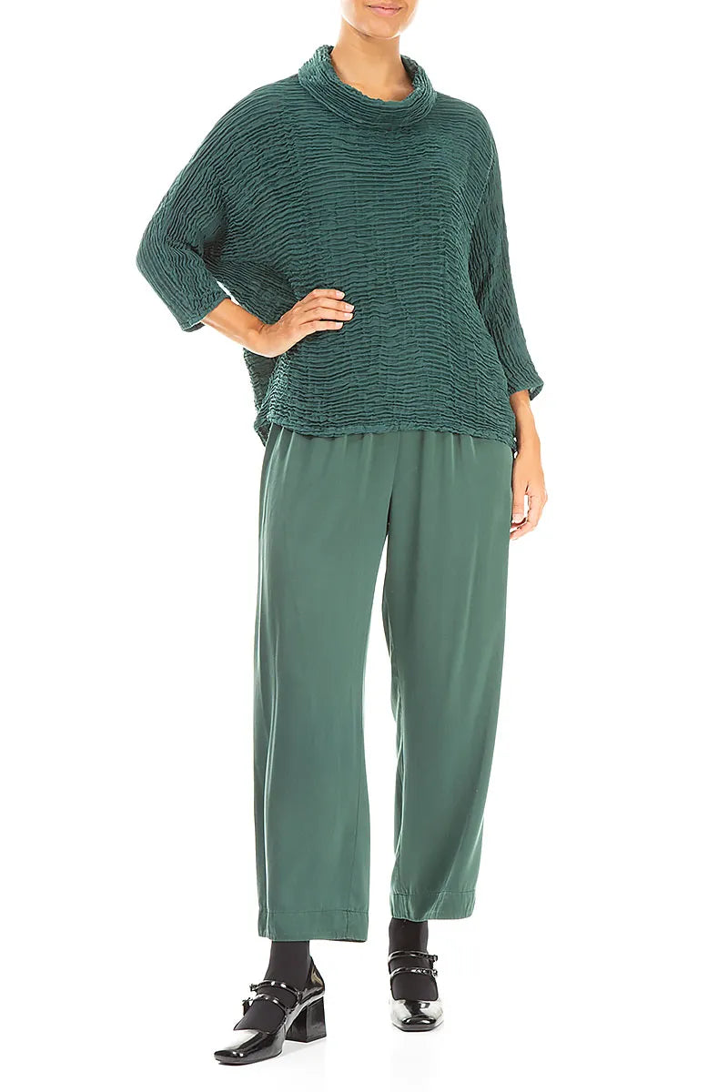 Cowl Neck Peacock Plissé Silk Blouse 4