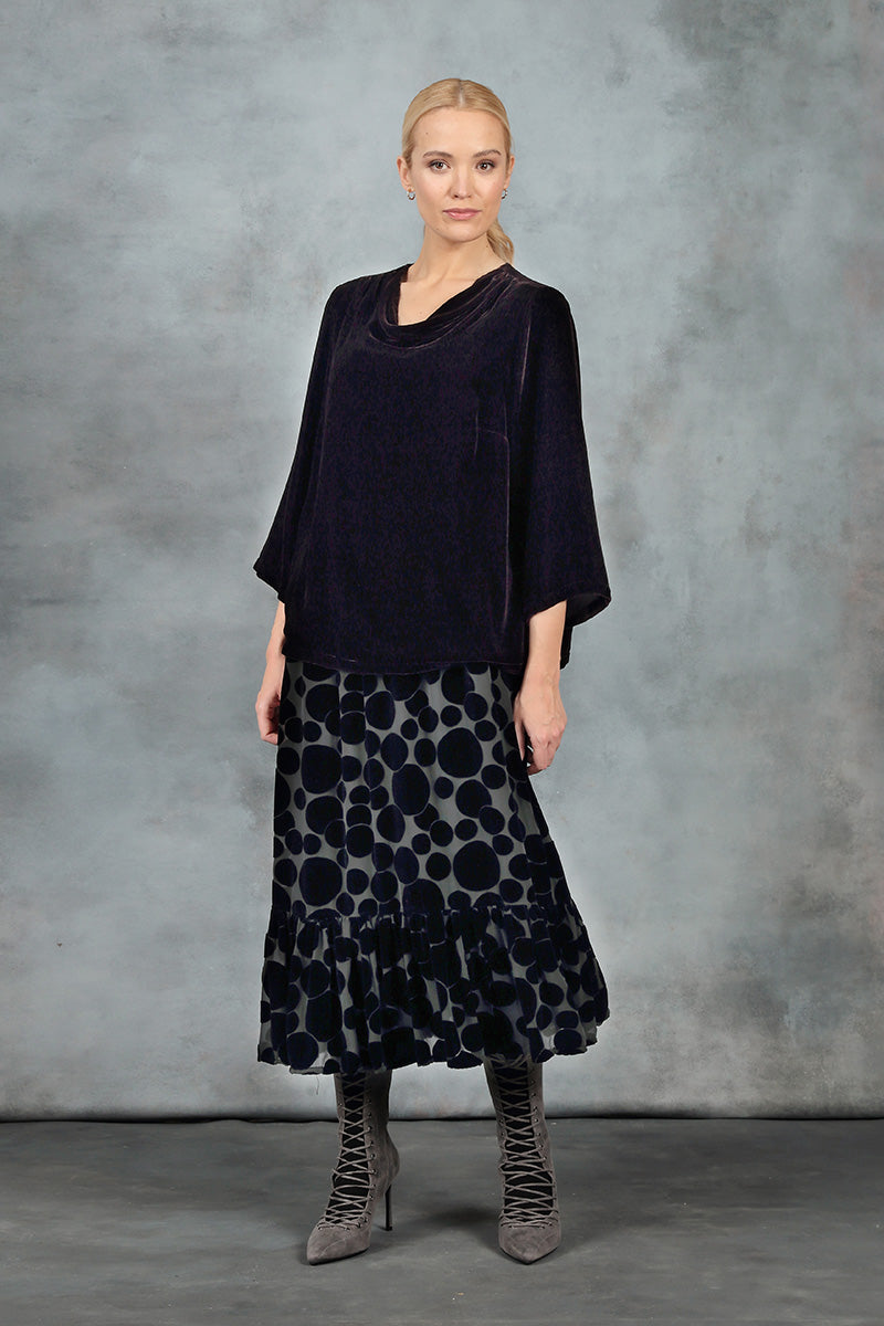 Cowl Neck Vintage Violet Silk Velvet Blouse 1