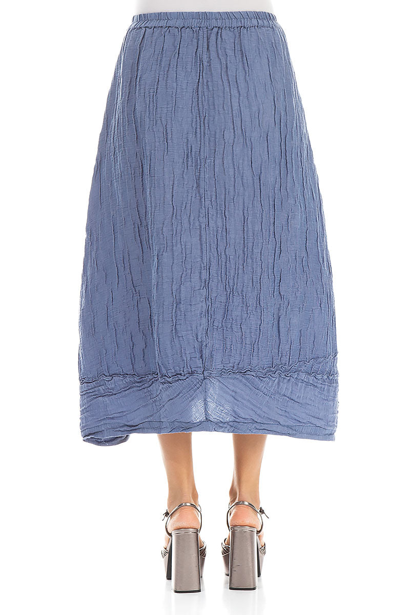 Crinkled Blue Nova Silk Linen Skirt 2