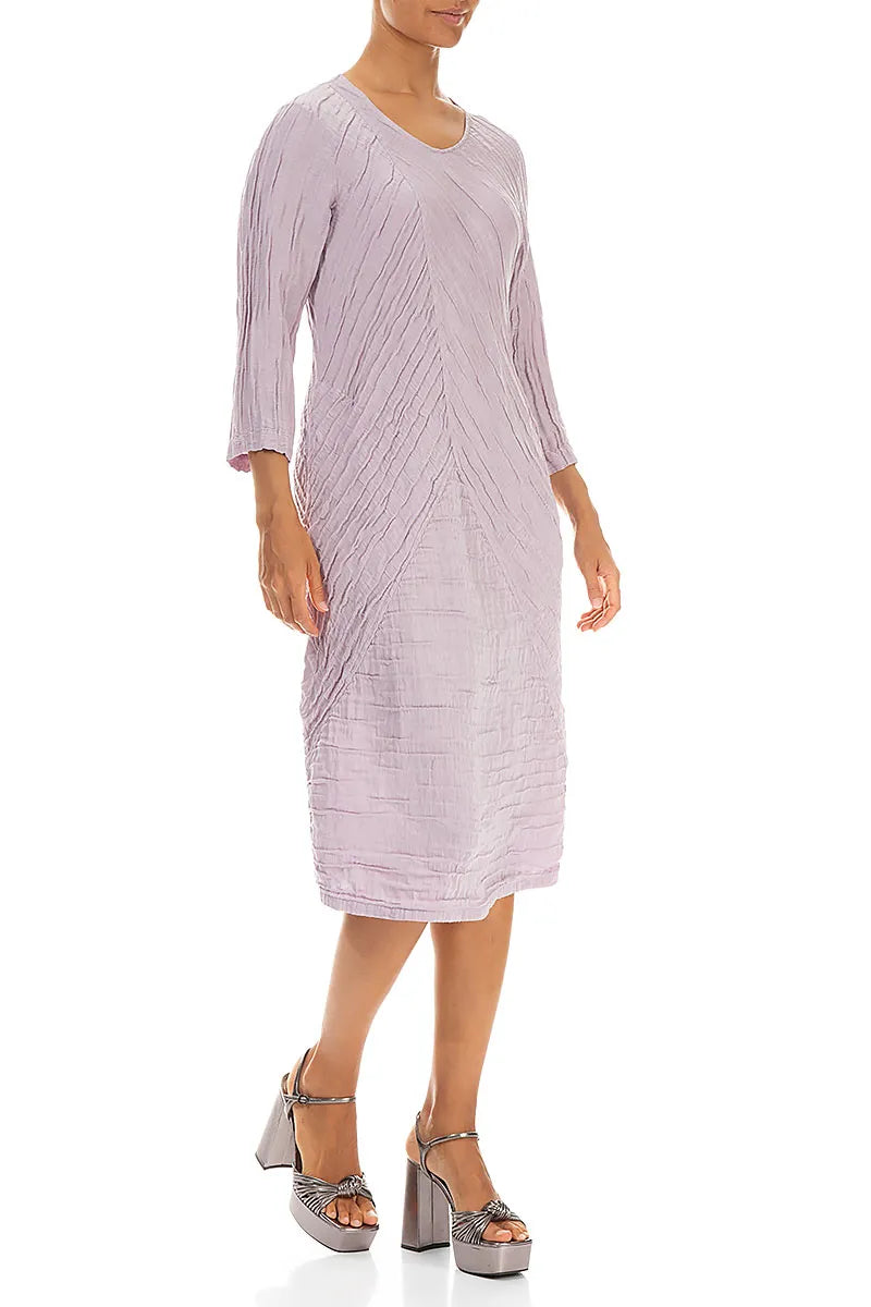 Crinkled Lilac Silk Linen Midi Dress 3