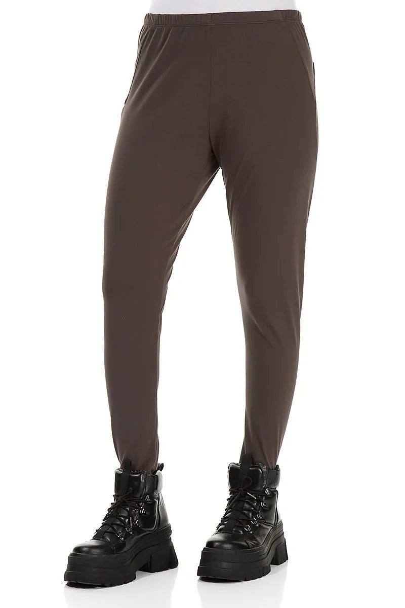 Leggings courts en coton marron forêt