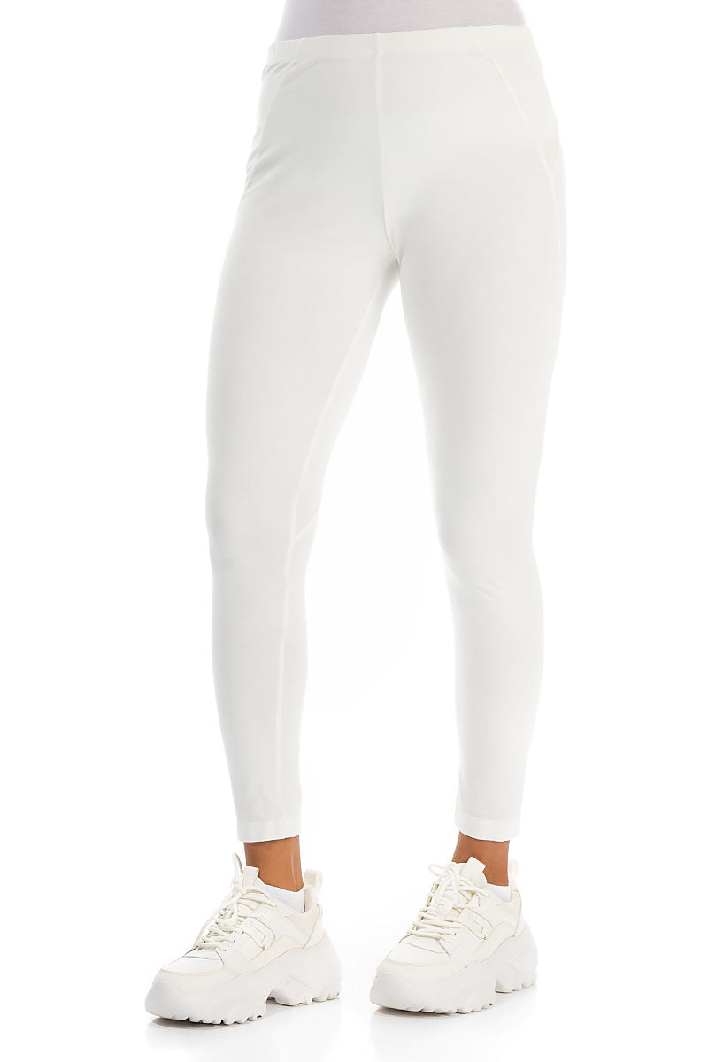 Cropped Off White Cotton Leggings 3