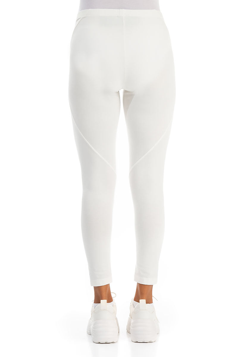 Cropped Off White Cotton Leggings 2