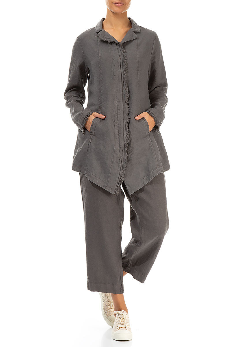 Cropped Truffle Linen Trousers 4