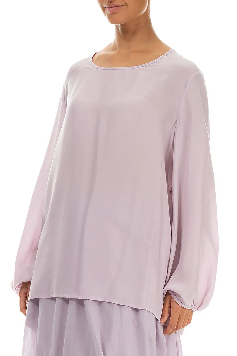 Cuff Sleeves Lilac Silk Bamboo Blouse 3