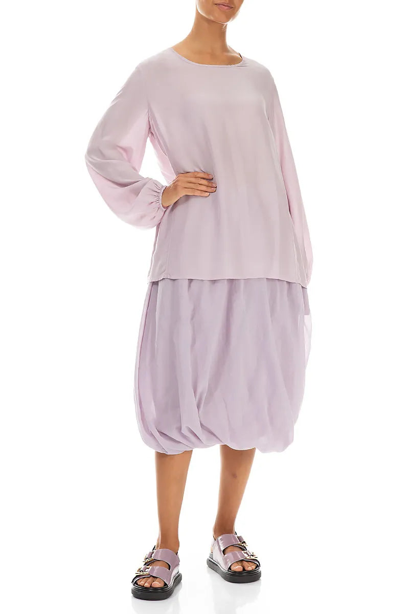 Cuff Sleeves Lilac Silk Bamboo Blouse 4